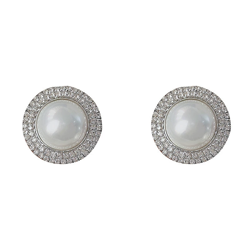 Silver needle, earrings from pearl, silver 925 sample, flowered, internet celebrity