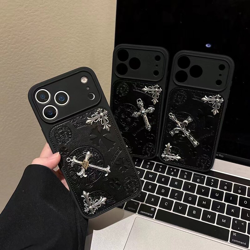 Trendy Brand Stereo Cross 16Promax Phone Case Suitable for iPhone 17 Leather Apple 14 Cross Anti-Fingerprint Trendy Brand Stereo Cross 16Promax Phone Case Suitable for iPhone 17 Leather Apple 14 Cross Anti-Fingerprint