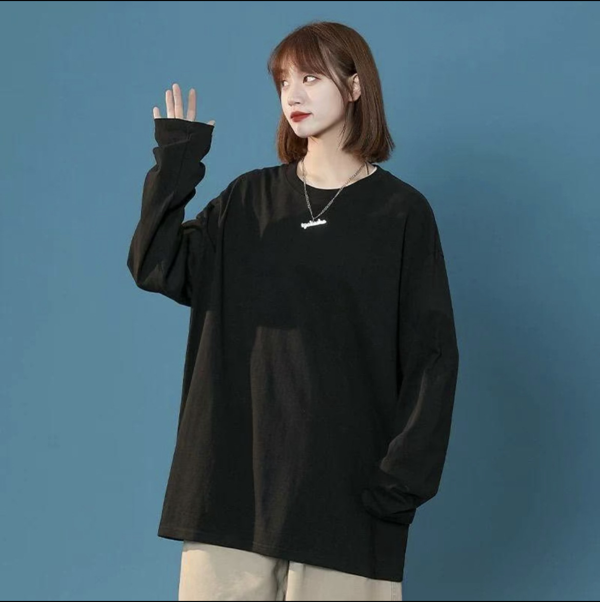 Camiseta de base de color sólido, ropa de mujer coreana, estilo extranjero, 2026 camiseta de manga larga para parejas con la misma camiseta de base fuera de la moda