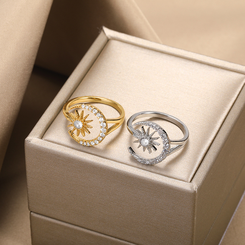 Open Ring Classification 1 Piece Fashion Star Moon Brass Plating Inlay Zircon Open Ring