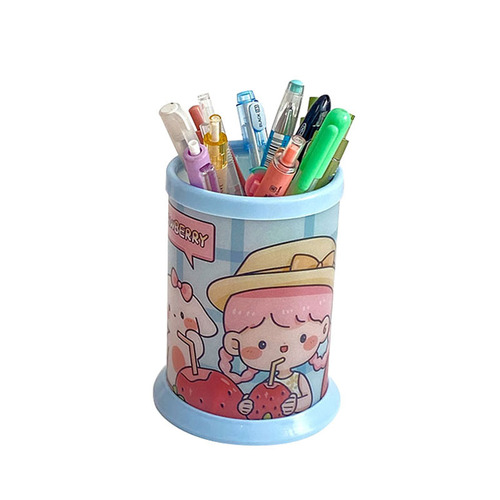 Assembled pen holder girl cartoon cute round DIY pen barrel desktop storage box pink girly heart learning stationery