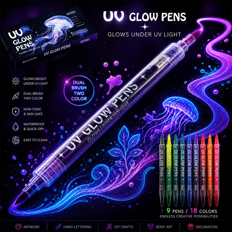 Double-Ended Dual-Color Uv Body Painting Pen, Temporary Tattoo Pen, Washable Festival Party Marker Pen Double-Ended Dual-Color Uv Body Painting Pen, Temporary Tattoo Pen, Washable Festival Party Marker Pen