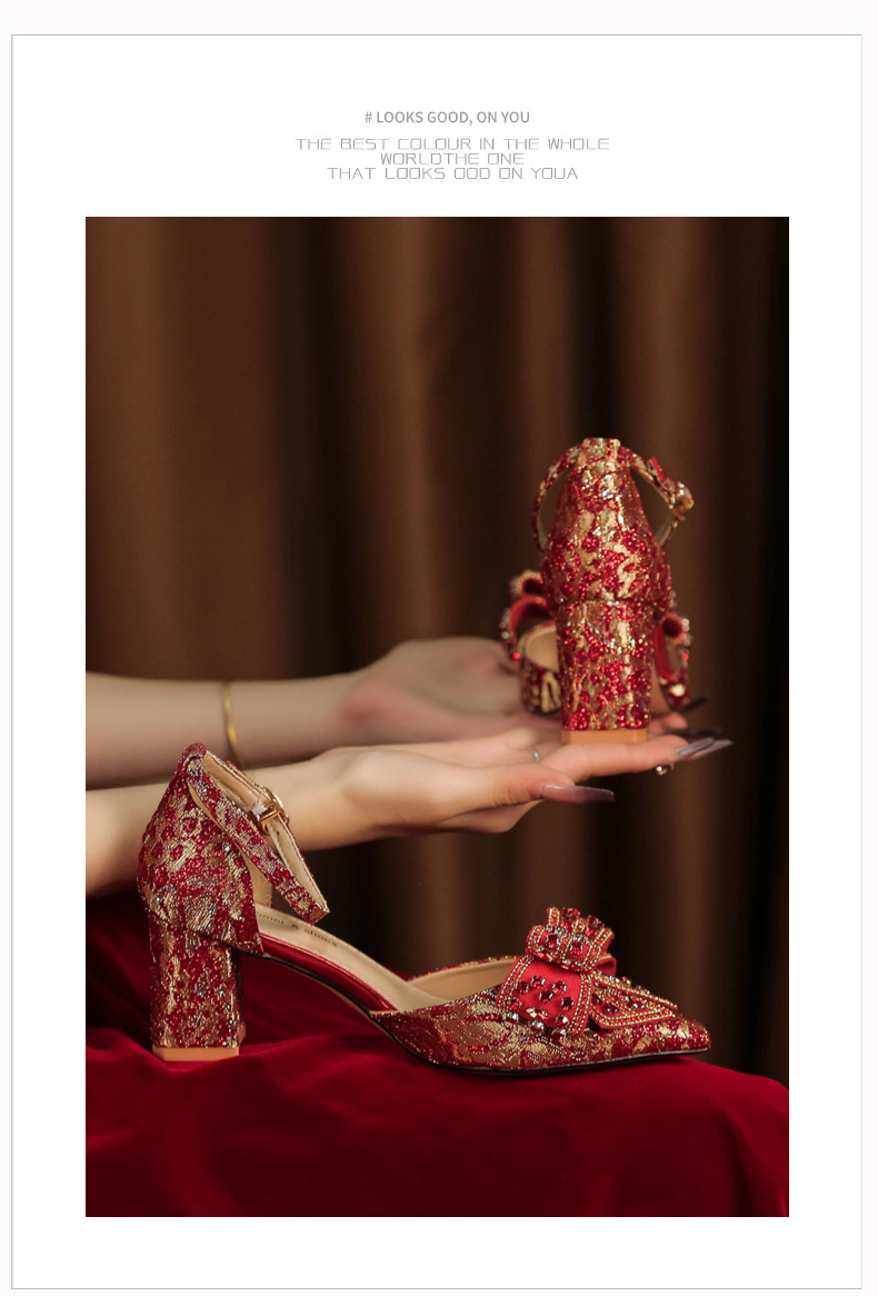 6666F-016 Scarpe eleganti con tacco alto e cinturino cavo con fiocco per abito da banchetto nuziale_voghion.com