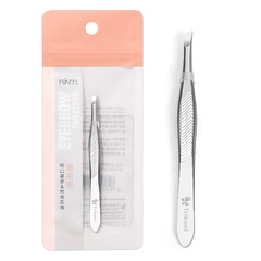 Chuanqi'er oblique mouth flat mouth stainless steel eyebrow clip small tweezers beauty eyebrow pliers flat mouth eyebrow eyebrow clip makeup eyebrow clip