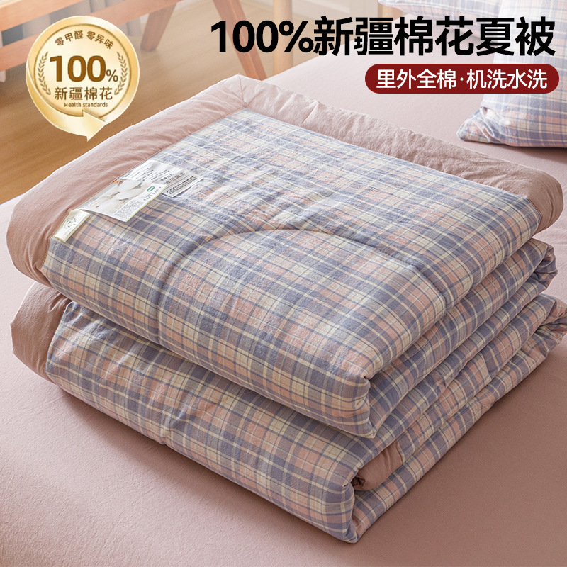 Edredón de algodón de clase A de Xinjiang edredón de verano edredón fresco de verano dormitorio individual algodón puro algodón lavable a máquina edredón de aire acondicionado de cuatro piezas