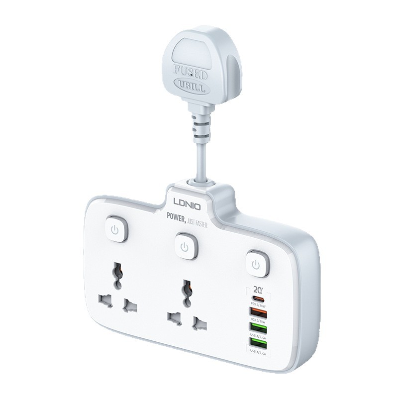 Regleta de enchufes LDNIO con cable corto, enchufe estándar europeo y americano, panel de enchufes tipo C, regleta de enchufes múltiples con carga rápida