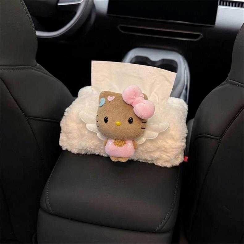 Creative and cute car tissue box, KT in-car tissue holder, car tissue pack, armrest box, car tissue cover