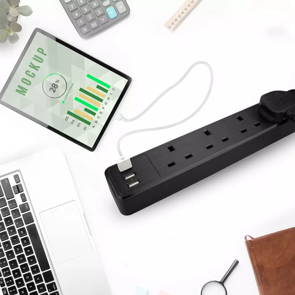 厂家直销背带挂脚孔英规平板排插  防火安全USB插座插线板带PD18W