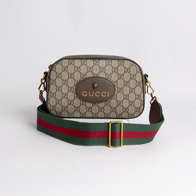 Correa de hombro ancha de cinta GG bolsa de cabeza de tigre bolsa de cámara longitud ajustable cinturón de bolsa de lona de contraste de color rojo y verde