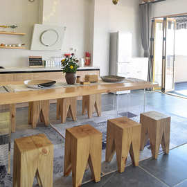 简约亚克力餐桌悬浮桌实木岛台桌创意悬空书桌公寓民宿大板桌子
