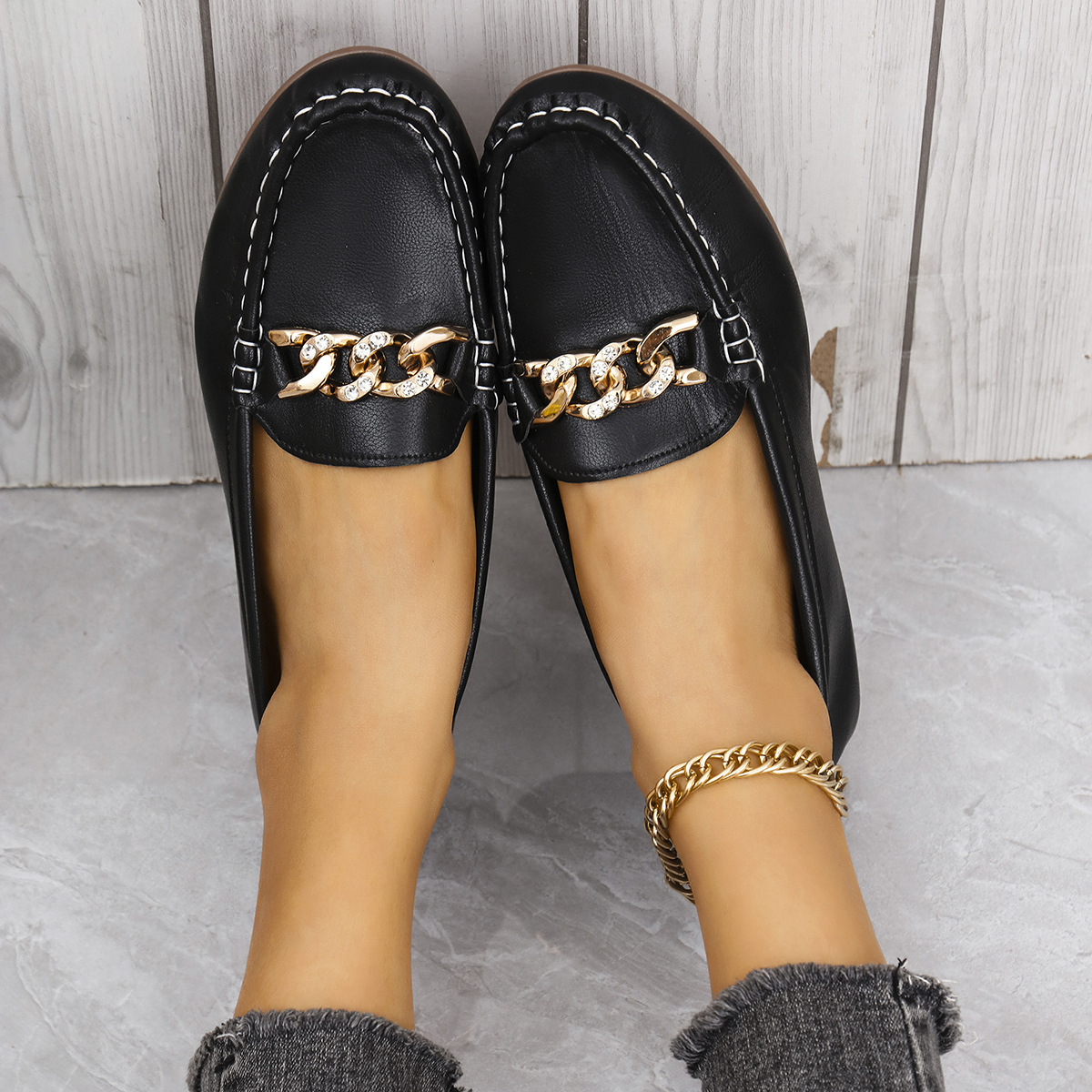 Mocasines Planos para Mujer de Cuero Artificial para Banquetes