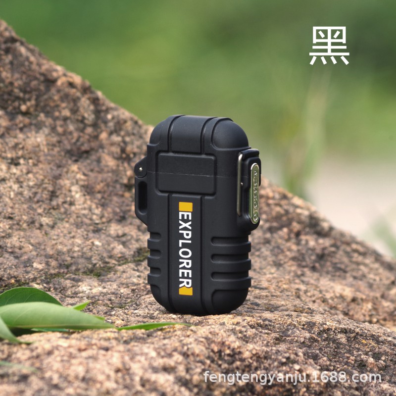 Camping transfronterizo al aire libre a prueba de viento a prueba de agua arco pulso de doble arco encendedor electrónico de cigarrillos USB encendedor recargable