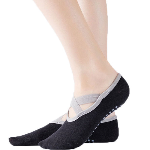 Yoga socks, anti-slip, anti-odor, cross backless sports and fitness professional boat socks, trampoline floor socks, pure cotton for adult women
