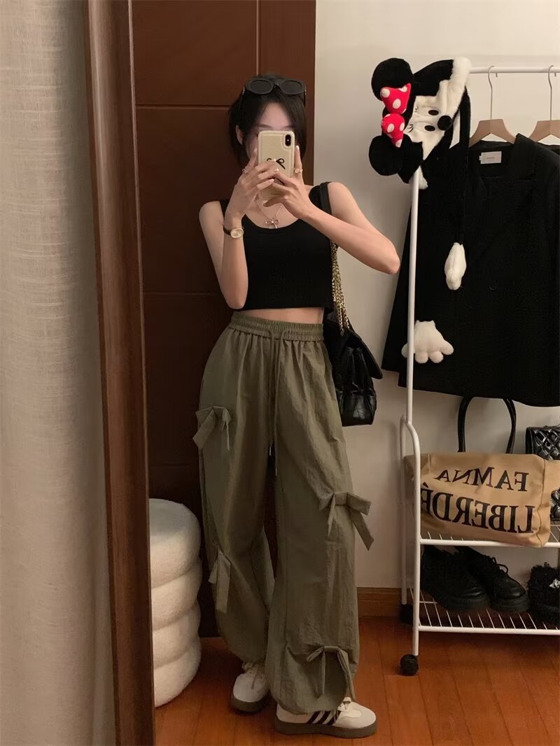 2026 nuevos pantalones casuales sueltos de moda coreana pantalones versátiles de verano delgados pantalones de piernas largas