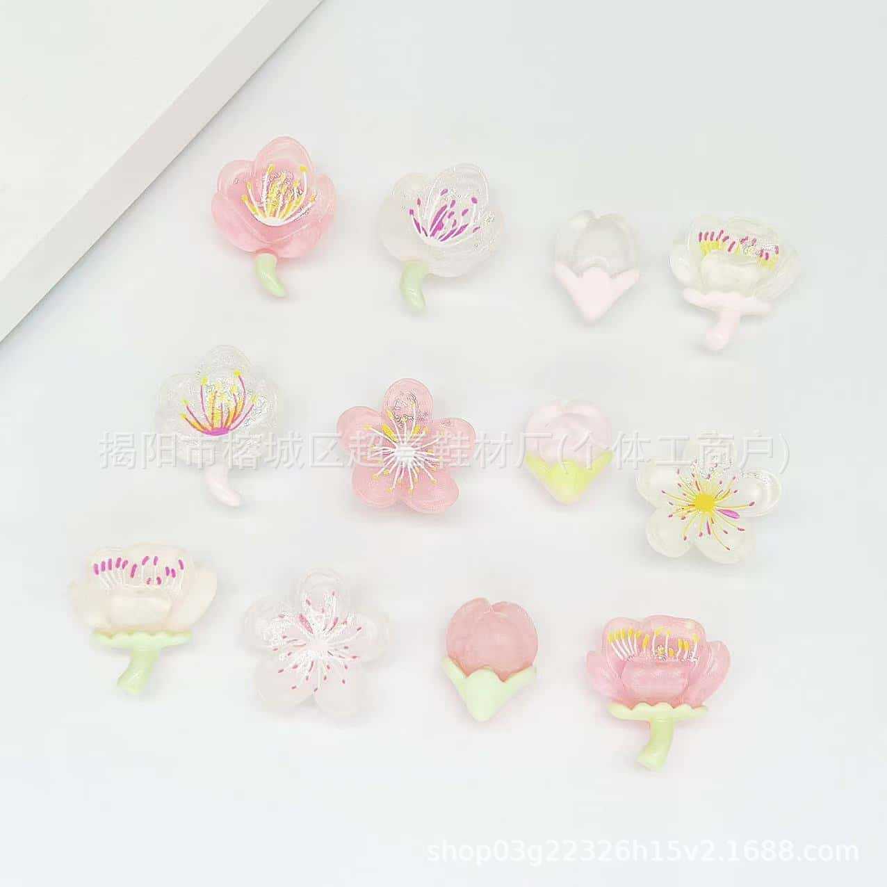 SZ -161 Juego de 12 piezas de flor de cerezo transparente