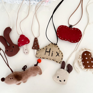 Han Feng Fabric Three-dimensional Mushroom Small Animal Children's Necklace Girl's Accessories Hanging Ornaments