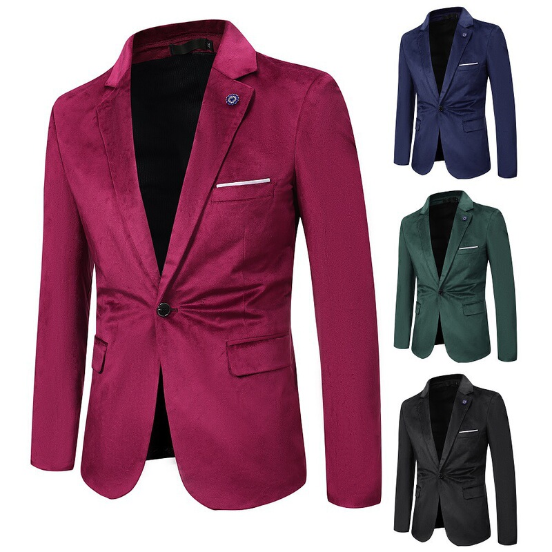 2023 New Spring and Autumn Men's Casual Slim-Fit British Style Velvet Blazer Fashionable Suit Jacket 2023 New Spring and Autumn Men's Casual Slim-Fit British Style Velvet Blazer Fashionable Suit Jacket