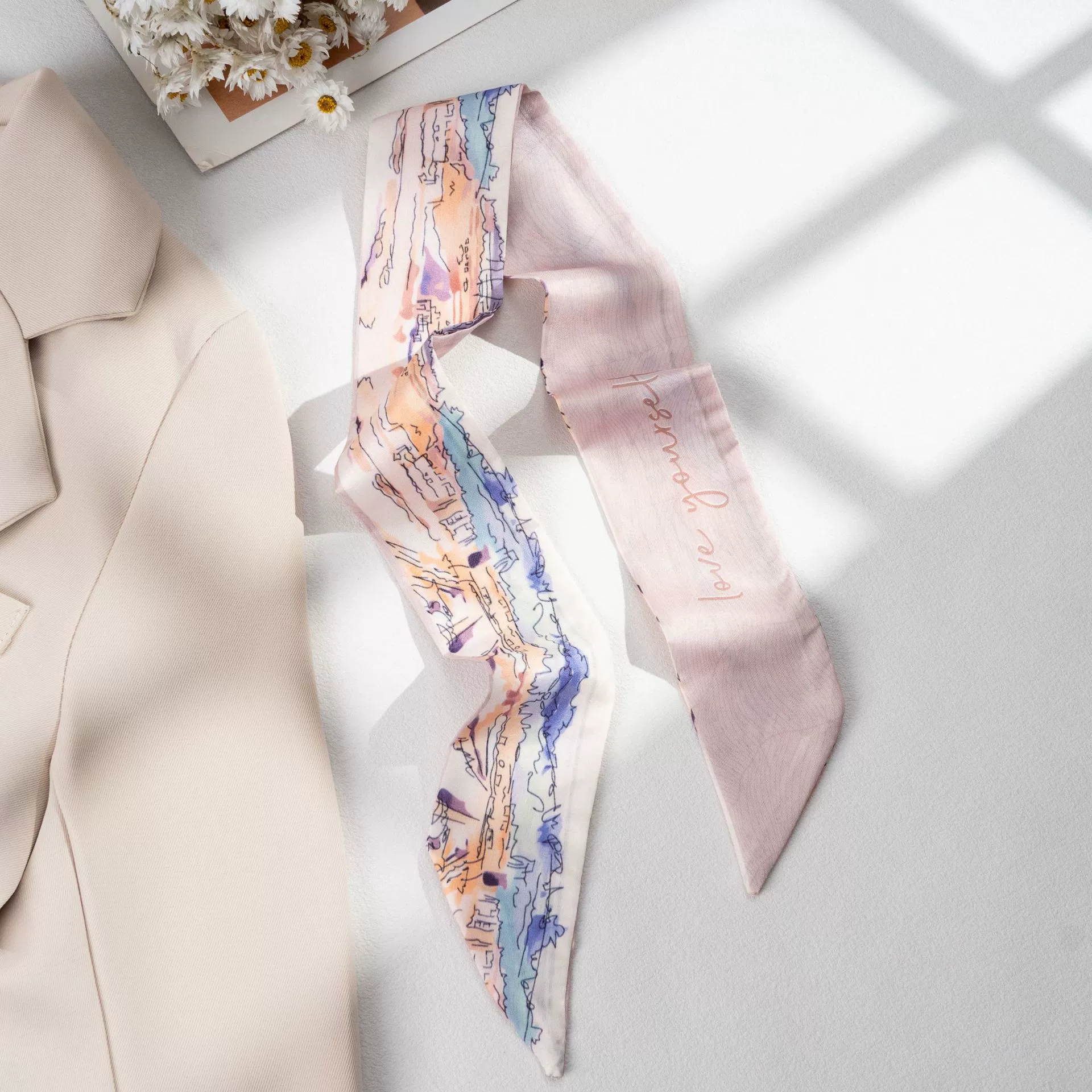 Silk Scarf Hairband (Suhang) long streamer 89×3.8 cm, lightweight gift box option