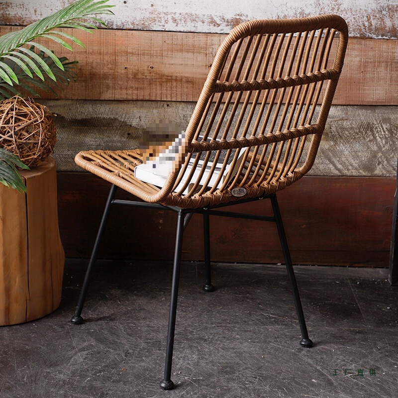 Outdoor Leisure Wrought Iron Rattan Chair Balcony Leisure Dining Chair Personalized Restaurant Chair Commercial B&B Rattan Table and Chair Simple