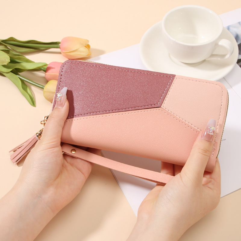 New Women's Wallet Zipper Color Matching Clutch Bag Card Bag Summer All-match Fashion Coin Purse Women's Mobile Phone Bag Large Capacity