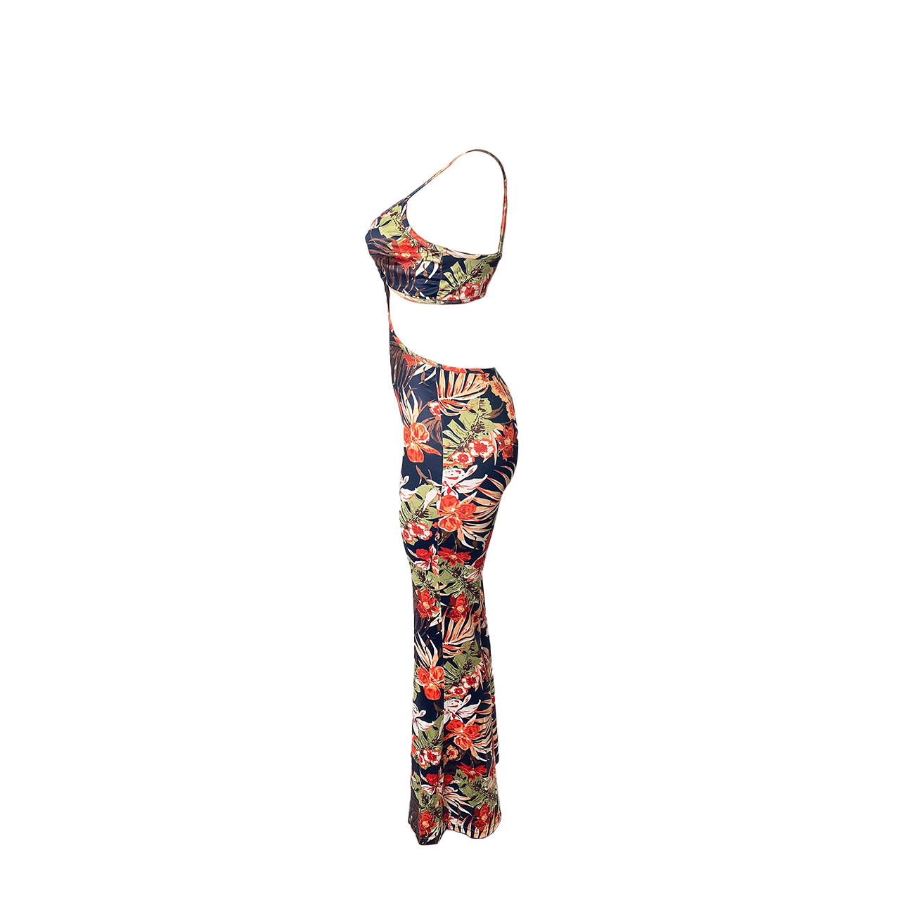 Women Clothing Spring Summer Beach Vacation Tube Top Hollow Out Cutout Jumpsuit
