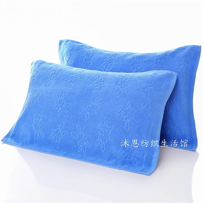 PK7J Pure Cotton Blue Solid Color White Pillowcase Single Student Dormitory School Hotel Single Pillowcase One Piece