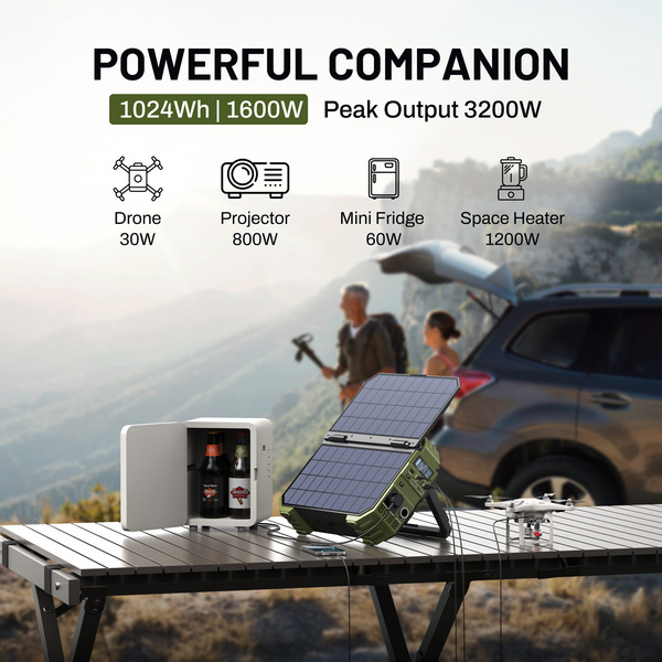 Travel power supply solar-powered