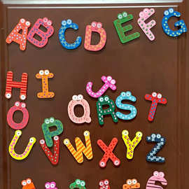 木质26个英文字母磁力贴儿童玩具宝宝益智英语磁铁教具数字冰箱贴