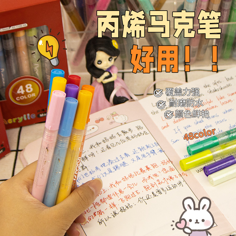 Válvula de marcador a base de agua marcador acrílico marcador de pigmento a base de agua prensa cerámica pintada a mano pluma de 60 colores