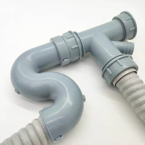 Sink double groove steel wire drain pipe, conjoined double basin drain pipe, double vegetable basin drain pipe, s-bend