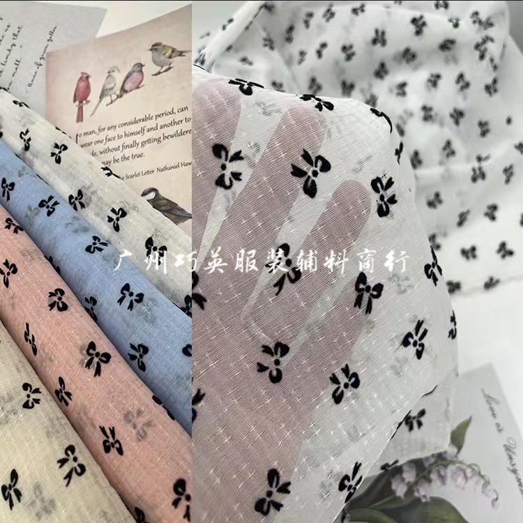 满天星流星雨欧根纱小香风植绒蝴蝶小碎花汉服童装连衣裙柔软面料