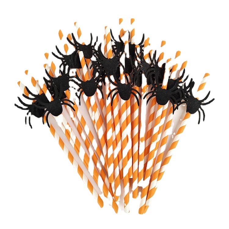 Creativo papel paja postre mesa vestir Halloween divertido arreglo suministros tarjeta de paja