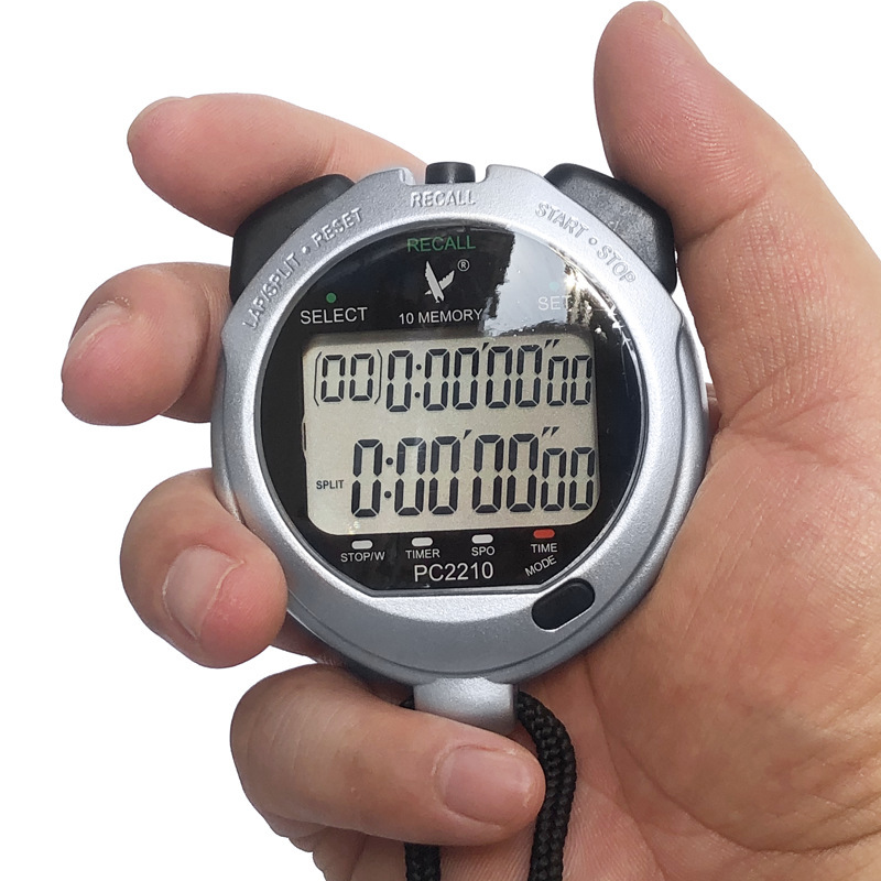 Tianfu PC2210 Electronic stopwatch Referee Coach Stopwatch alarm clock temperature Two rows 30 Channel display