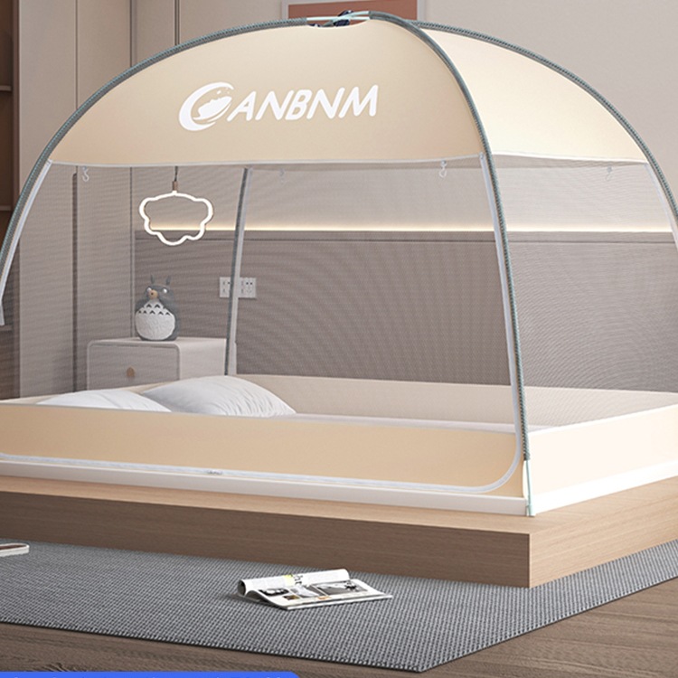 Mongolian Yurt Mosquito Net for Home Use 2025 New Model Bedroom Installation-Free Baby and Kids Full-Cover Anti-Fall Pattern Tent Bed Tent