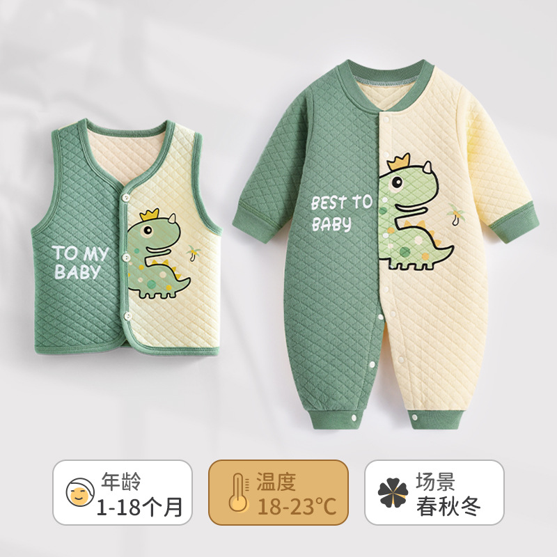 Ropa de otoño e invierno para bebés, monos de algodón puro para bebés, peleles cálidos y adorables de algodón acolchado para niños y niñas, mamelucos para recién nacidos.
