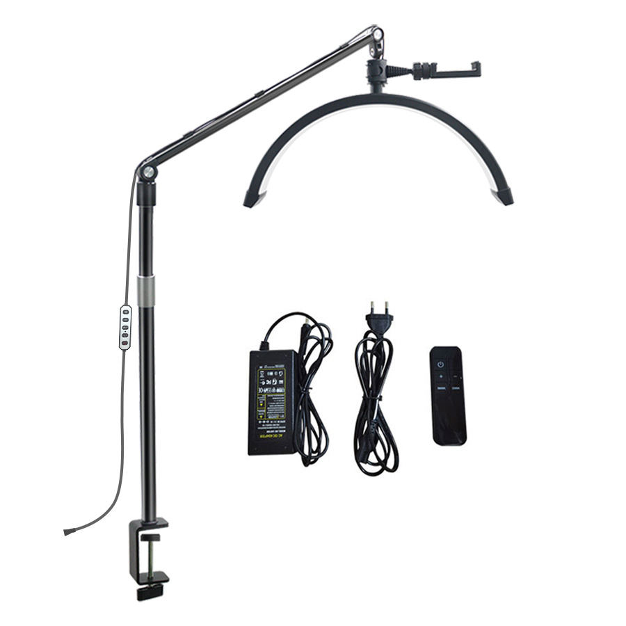 Nueva lámpara de belleza de 24 pulgadas de medio mes de noche de escritorio tatuaje manicura ceja tatuaje pestañas LED protección para los ojos en forma de u luz de relleno