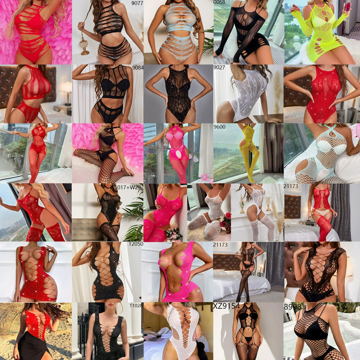 Сет белья Sexy Fishnet Lingerie от марки 越蝶 - Жгучие, соблазнительные униформы для уверенных женщин
