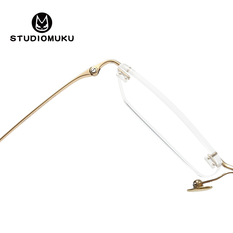 Gafas frescas de madera STUDIOMUKU montura de gafas sin bordes cuadrados sin montura simple con monturas de negocios para hombres y mujeres
