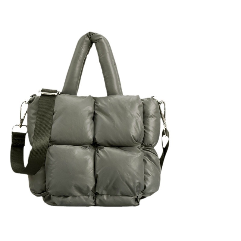 Nuevo tamaño pequeño abajo bolso de hombro de algodón diseño simple suave bolsa de mensajero Plaid lleno bolso de hombro bolso de las mujeres