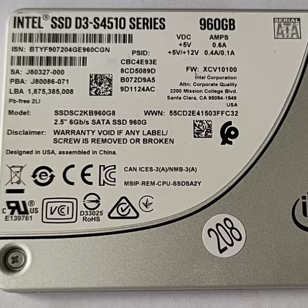 S4510 твердотельный накопитель 960ГБ