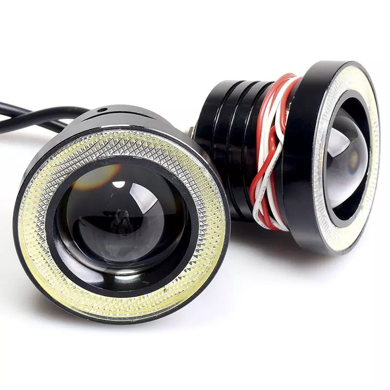 Car Led Lens 30W Fog Lamp 3inch with Cob Blue Angel Eye Ring Modified Bull's Eye Fog Lamp Daytime Running Light
