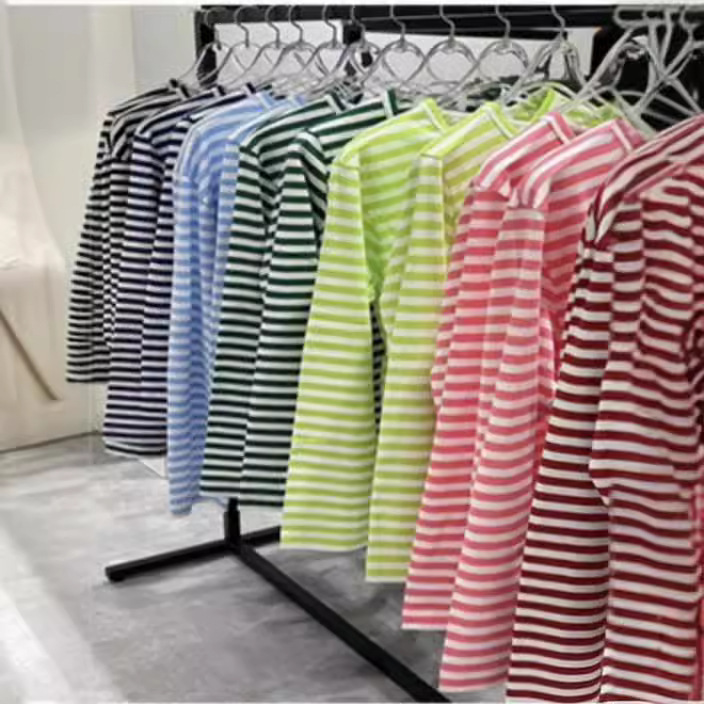 Chuanjiu Play2023 Autumn and Winter Embroidered Heart Stripesd Pure Color Stitching Contrasting Color Stripesd Long Sleeves for Men and Women Couples