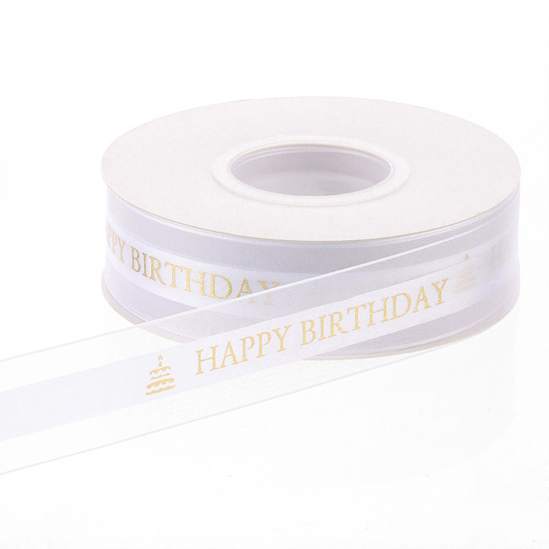 Brillante Feliz cumpleaños Feliz cumpleaños estampado cinta de hilo floral envasado cinta de nieve DIY hecha a mano