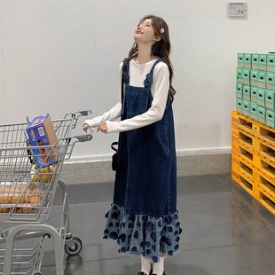 Denim Strap Skirt Women's Korean Style Age-reducing 2025 Spring and Summer New Style Design Sense Super Beautiful Small Stitching dress