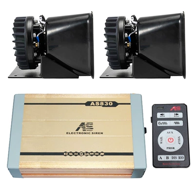 Car-mounted wireless alarm 400W Car horn/tweeter - as830f-main-unit-cooling-square-speaker-set-12v