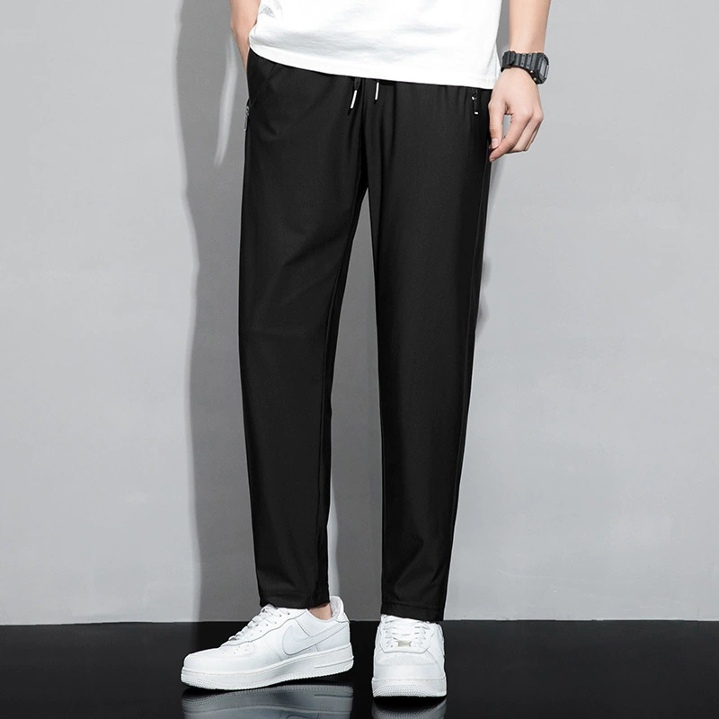 Летние тонкие дышащие быстродушащие брюки-коньки мужские прямые плоские свободные плюс размер брюки с кондиционером мужские эластичные спортивные брюки