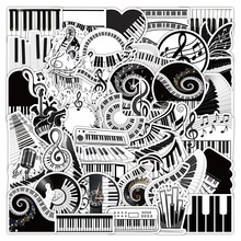 50张音乐元素贴纸黑白琴键个性DIY防水行李箱笔记本手账本小贴画