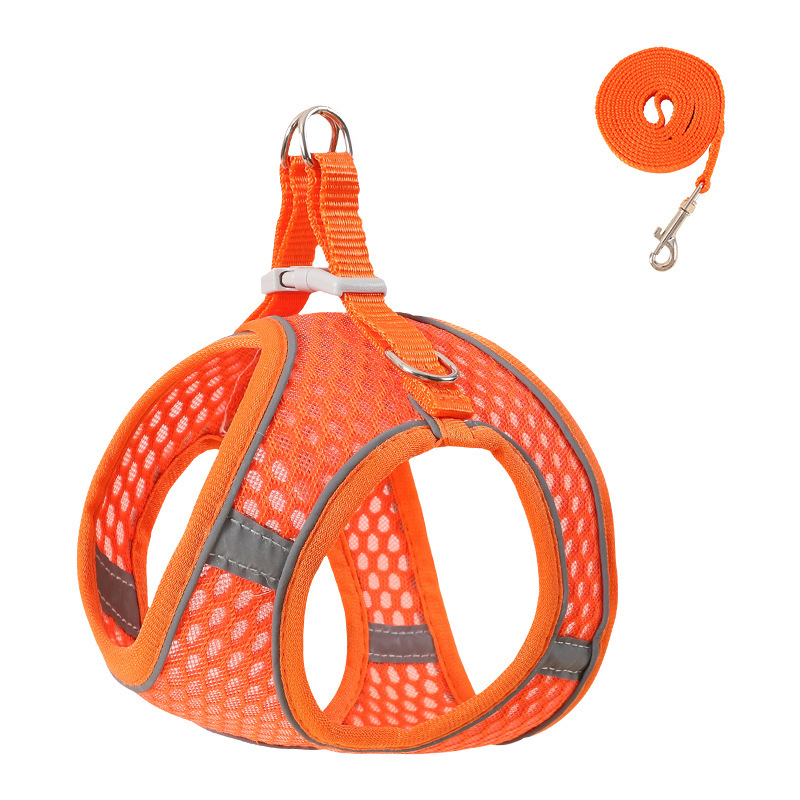 Gran malla transpirable correa del animal doméstico reflexivo correa de pecho pequeño y mediano perro gato Correa correa de gato