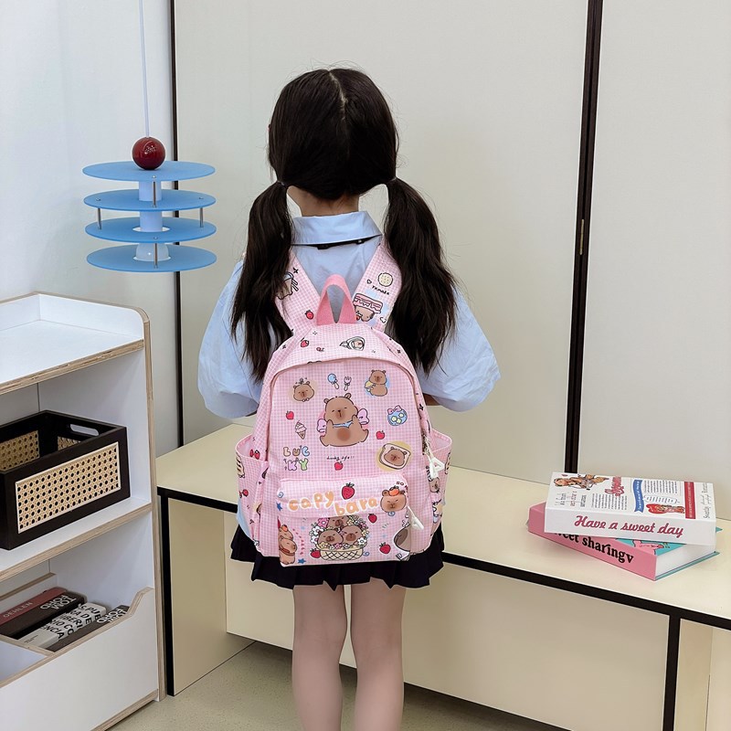 Mochila de estudiantes de la escuela primaria Capibala impresa de aire extranjero mochila de niños y niñas viaje ligero mochila de niños