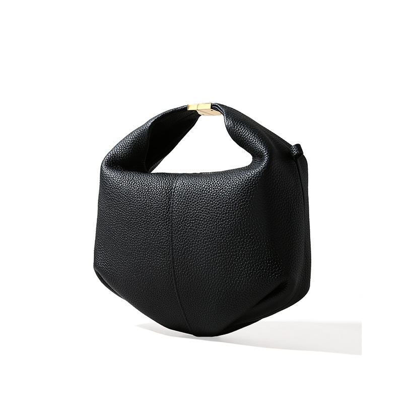 French Style Niche Genuine Leather Women's Handbag New Lychee Grain Cowhide Luxury Tote Bag Fashion Commuter Bento Bag - Thumbnail 8